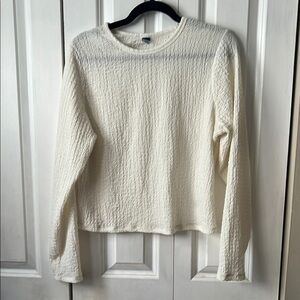 Old Navy Cream Textured Long Sleeve Top
